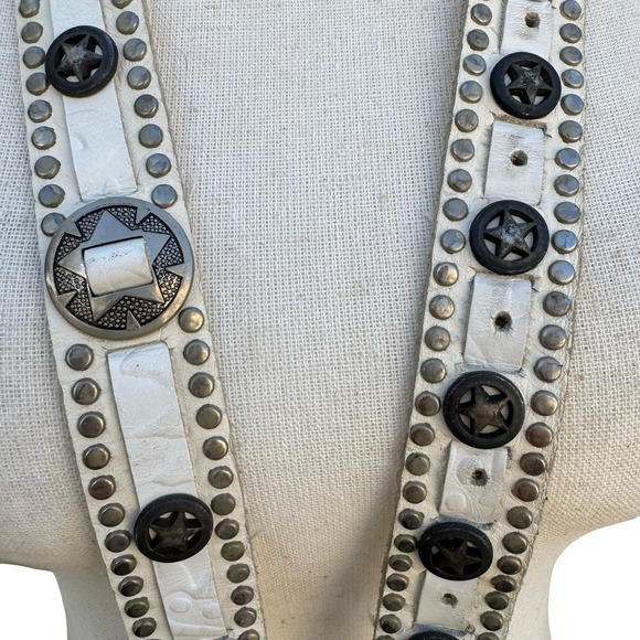Lily Farouche Munich Vintage White Leather Studded Star Concho Belt West Germany main image 4